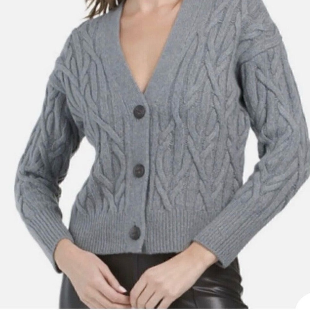 Vince interlocking merino/cashmere Cardigan in light blue